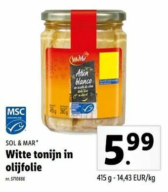 Lidl Witte tonijn in olijfolie aanbieding