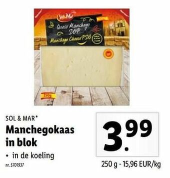 Lidl Manchegokaas in blok aanbieding
