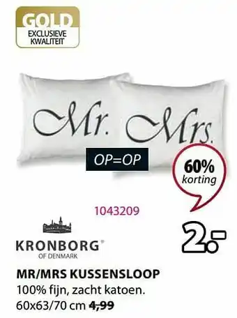 Jysk Mr-mrs kussensloop aanbieding