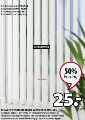 Jysk Feragen verduisterende verticale lamellen aanbieding
