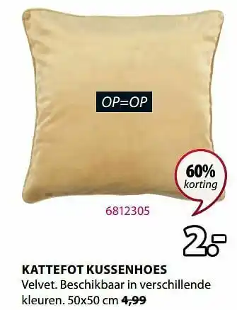 Jysk Kattefot kussenhoes aanbieding