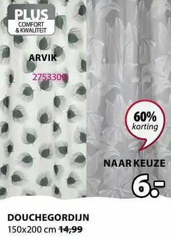 Jysk Douchegordijn arvik aanbieding