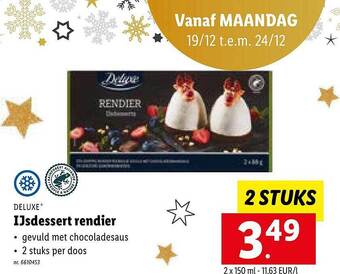 Lidl Deluxe ijsdessert rendier aanbieding