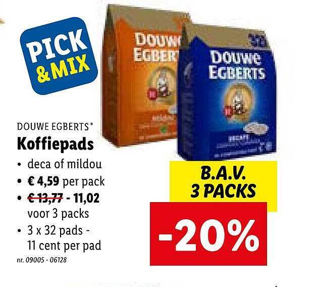 Douwe egberts koffiepads promotie bij Lidl