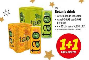 Lidl Tao botanic drink aanbieding