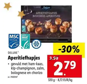 Lidl Deluxe aperitiefhapjes aanbieding