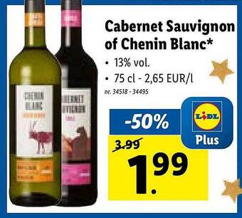 Lidl Cabernet sauvignon of chenin blanc aanbieding