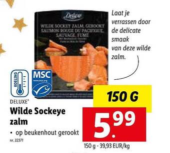 Lidl Deluxe wilde sockeye zalm aanbieding