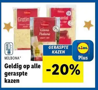 Lidl Milbona geraspte kazen aanbieding