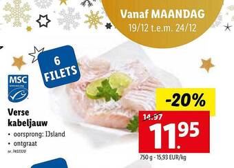 Lidl Verse kabeljauw aanbieding