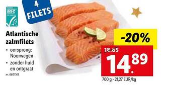 Lidl Atlantische zalmfilets aanbieding