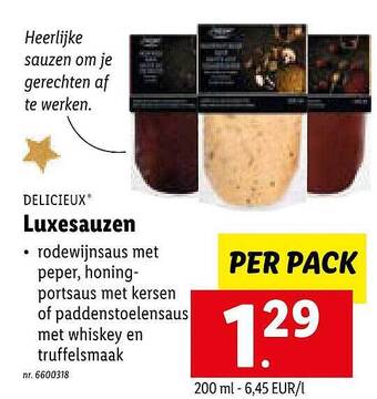 Lidl Delicieux luxesauzen aanbieding