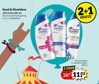 Kruidvat Head & Shoulders 3 x shampoo classic 285 ml aanbieding