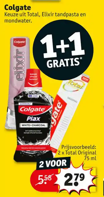 Kruidvat Colgate 2 x Total Original 75ml aanbieding