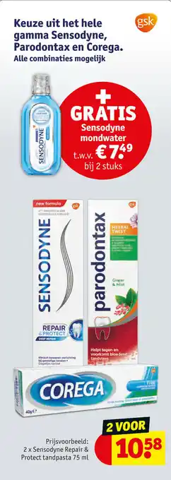 Kruidvat 2 x Sensodyne Repair & Protect tandpasts 75ml aanbieding