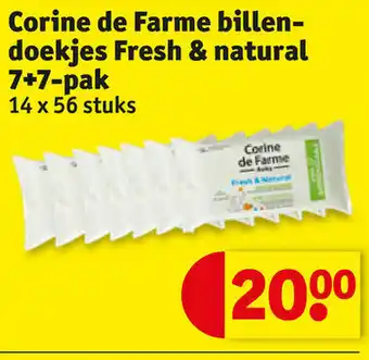Kruidvat Corine de Farme billendoekjes Fresh & natural 7+7-pak aanbieding