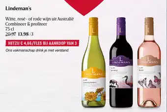 Delhaize Lindeman's Witte, rose- of wijn uit Australie aanbieding