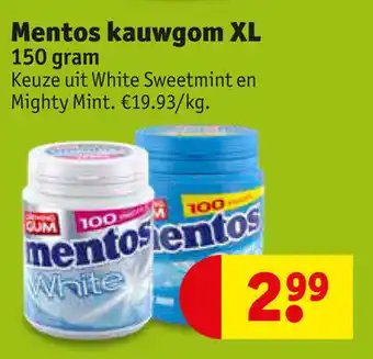 Kruidvat Mentos kauwgom XL 150 gram aanbieding