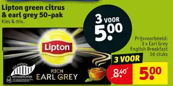 Kruidvat Lipton green citrus & earl grey 50-pak aanbieding