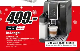 MediaMarkt DeLonghi ECAM350.50.B. Volautomatische Espessomachine aanbieding