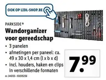 Wandorganizer voor gereedschap ca. 49 x30 x 1,4 cm