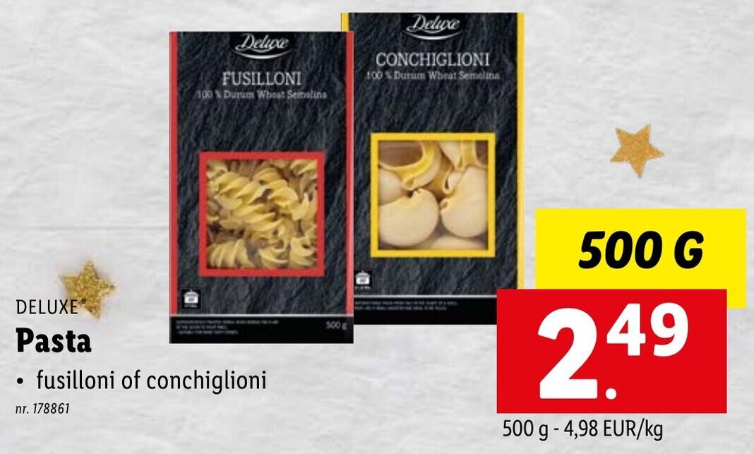 Deluxe Pasta 500g promotie bij Lidl