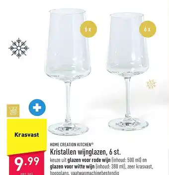 ALDI Home creation kitchen kristallen wijnglazen, 6st aanbieding