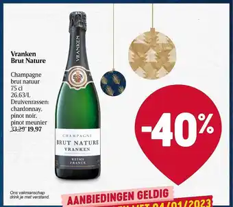 Delhaize Vranken brut nature champagne brut natuur aanbieding
