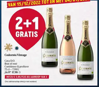 Delhaize Codorniu vintage cava d.o. brut of rosé aanbieding