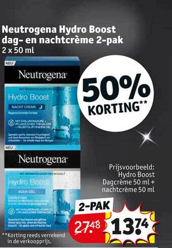 Kruidvat Neutrogena hydro boost dag-en nachtcreme 2-pak aanbieding