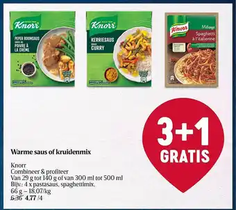 Delhaize Warme saus of kruidenmix knorr aanbieding