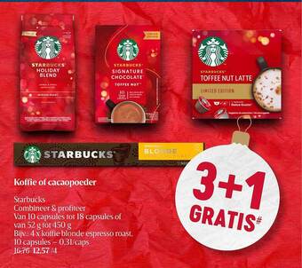 Delhaize Koffie of cacaopoeder starbucks aanbieding