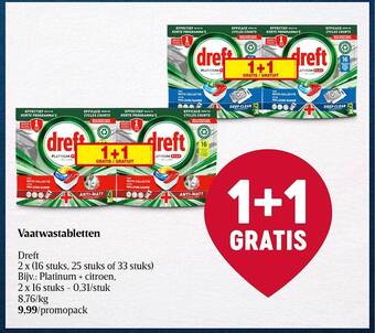Delhaize Vaatwastabletten dreft aanbieding