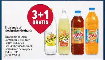 Delhaize Bruisende of niet bruisende drank schweppes of oasis aanbieding