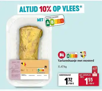 Delhaize Varkenshaasje met mosterd aanbieding