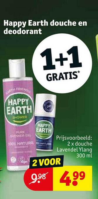Kruidvat Happy earth douche en deodorant aanbieding