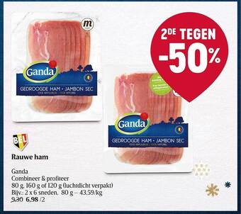 Delhaize Rauwe ham ganda aanbieding