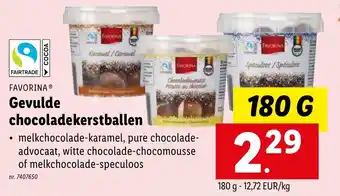 Lidl Favorina Gevulde chocoladekerstballen 180g aanbieding