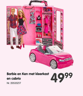 Barbie en ken met kleerkast en cabrio