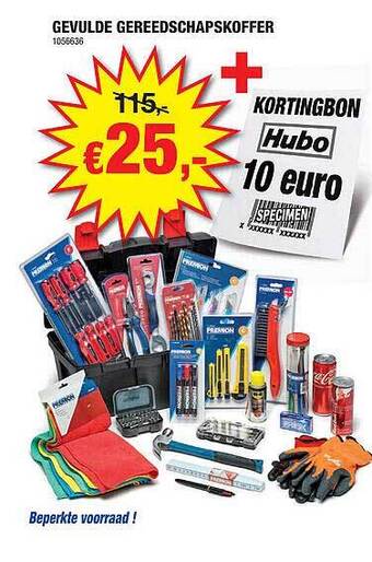 Hubo Gevulde gereedschapskoffer aanbieding