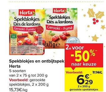 Carrefour Spekblokjes en ontbijtspek herta aanbieding