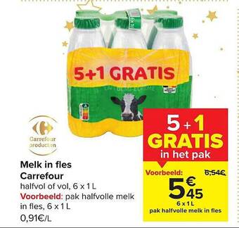 Carrefour Melk in fles aanbieding