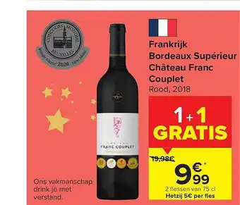 Carrefour Bordeaux supérieur château franc couplet aanbieding