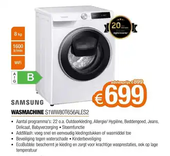 Expert Samsung Wasmachine S1WW80T656ALES2 aanbieding