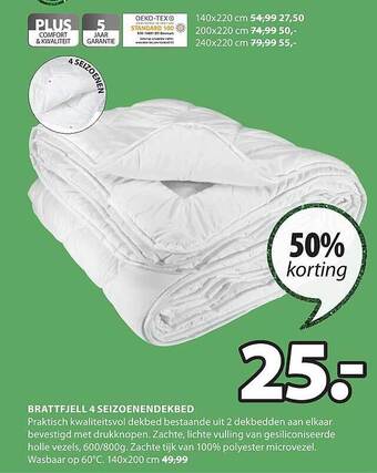 Jysk Brattfjell 4 seizoenendekbed aanbieding