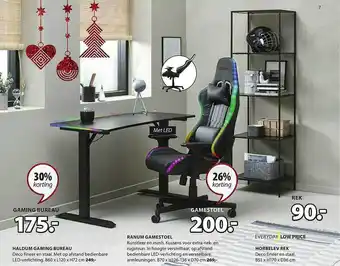 Jysk Haldum gaming bureau, ranum gamestoel, horbelev rek aanbieding