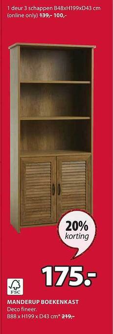 Jysk Manderup boekenkast aanbieding