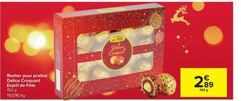 Carrefour Rocher puur praliné délice croquant esprit de fête aanbieding