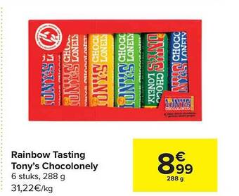 Carrefour Rainbow tasting tony's chocolonely aanbieding