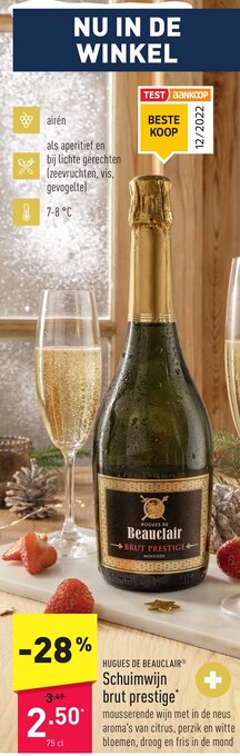 ALDI Hugues De Beauclair Schuimwijn brut prestige aanbieding